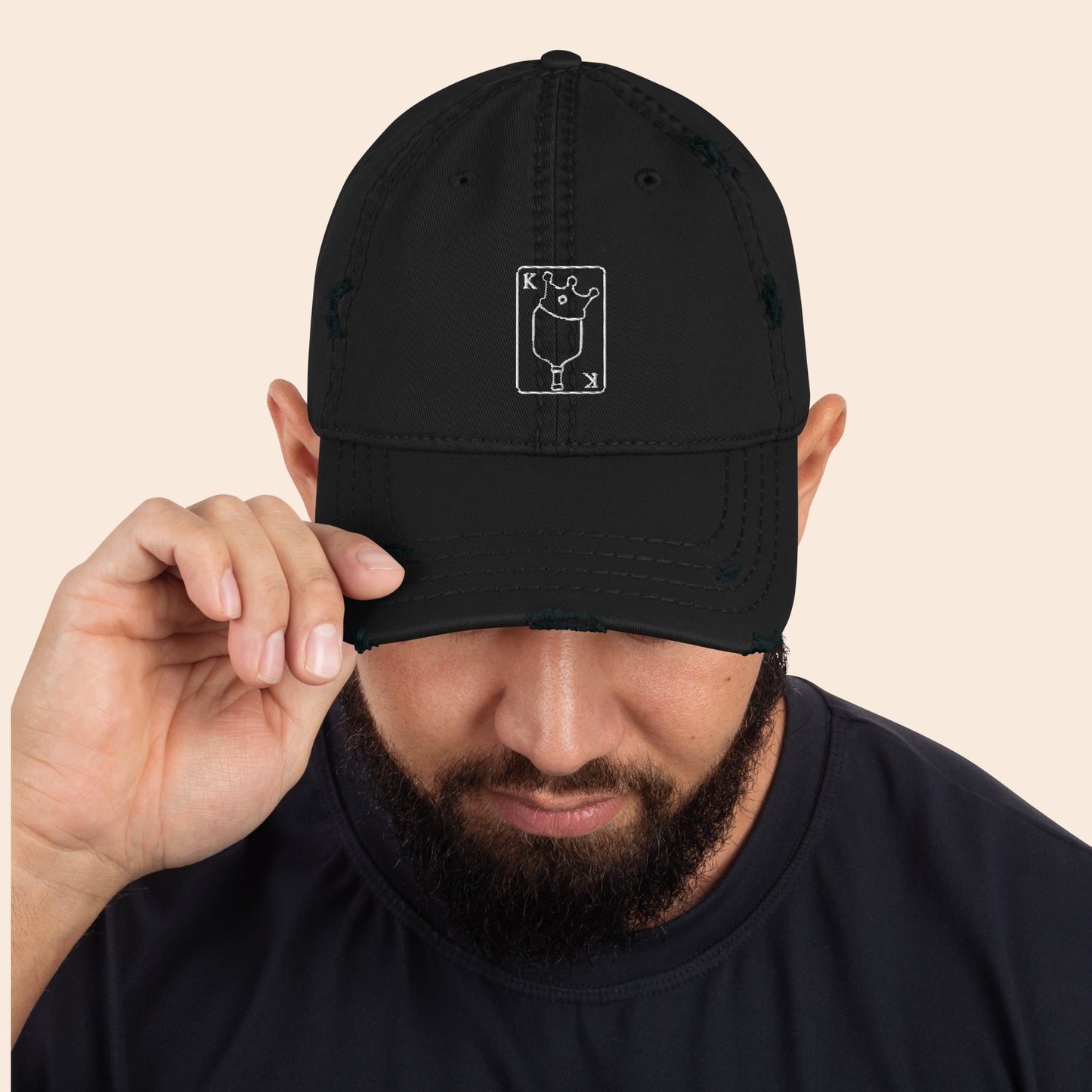 The King Card Distressed Cap