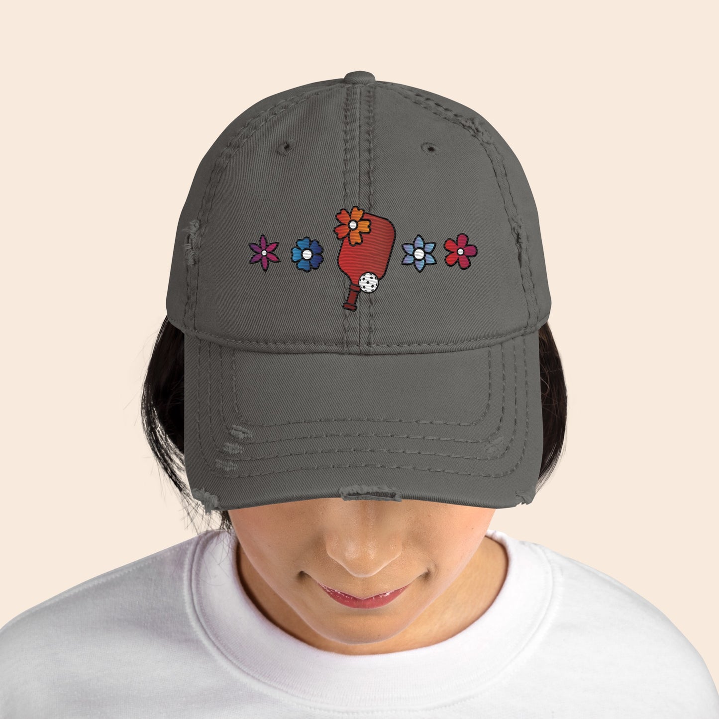 Blooming Strokes Distressed Cap