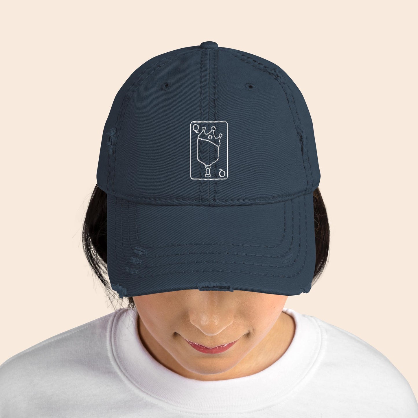Queen Card Distressed Cap