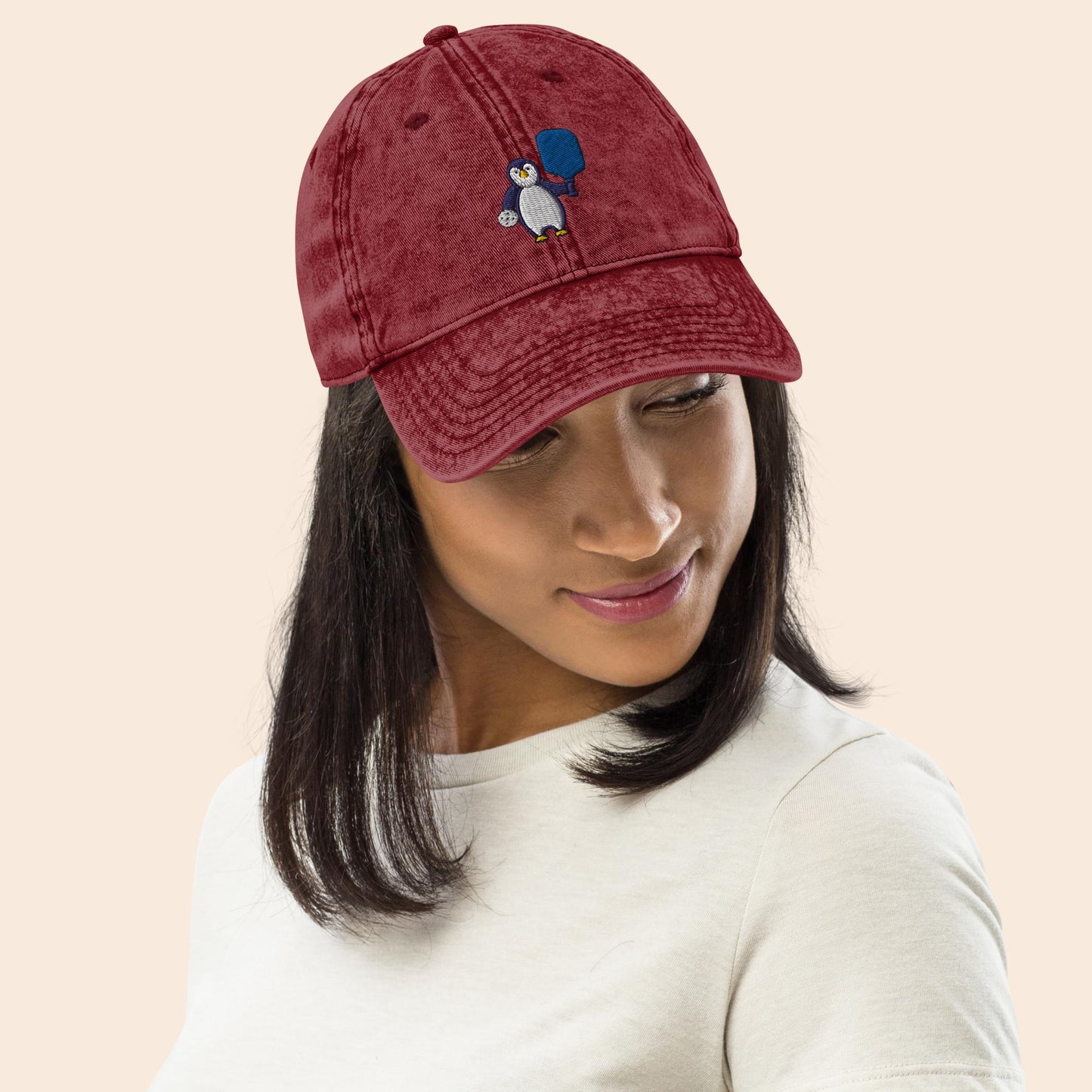 Pickleball Penguin Vintage Cap