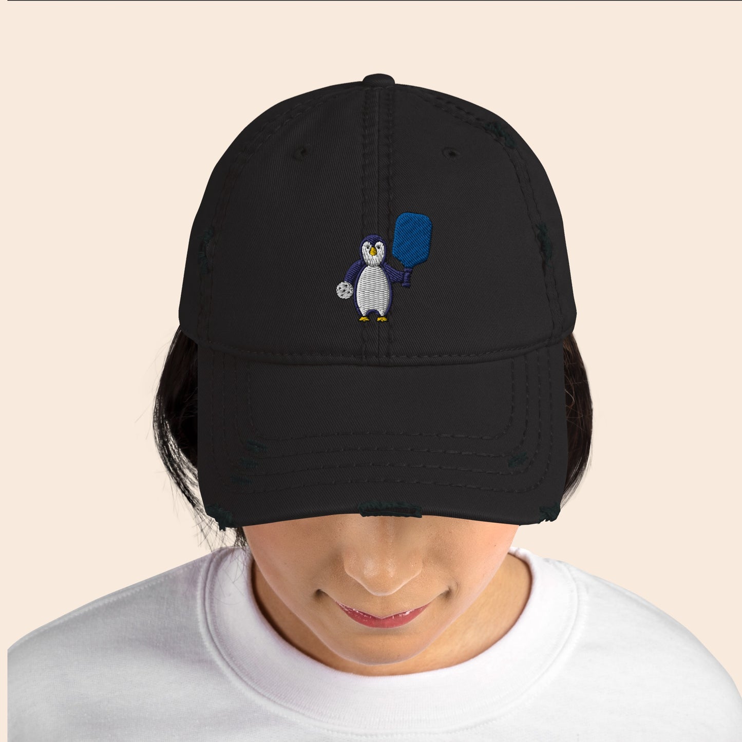 Pickleball Penguin Distressed Cap