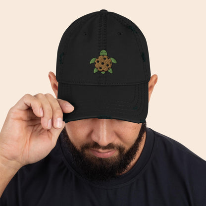 Pickleball Turtle Distressed Cap