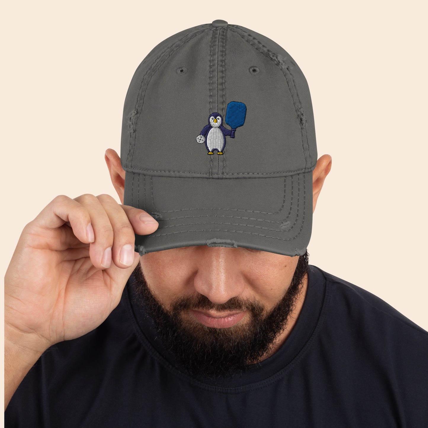 Pickleball Penguin Distressed Cap