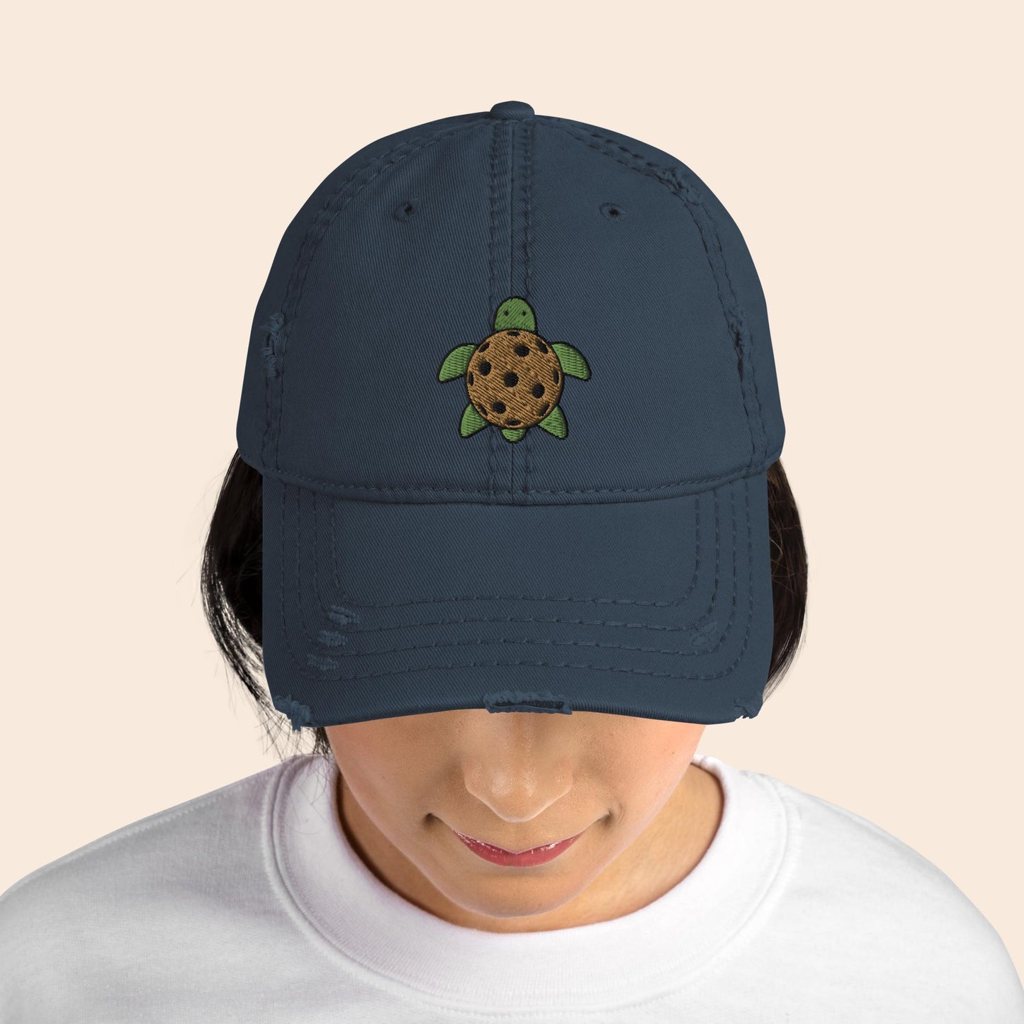 Pickleball Turtle Distressed Cap